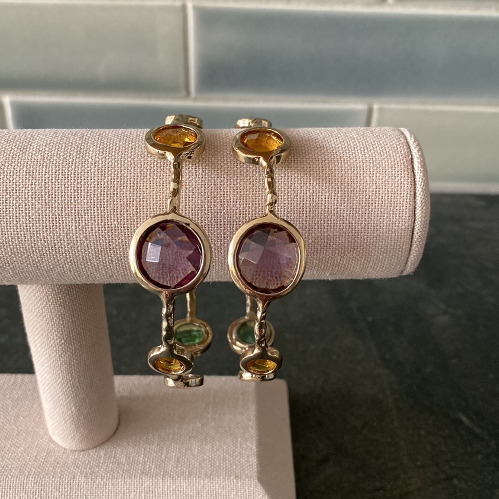 Bundle of 2 Henri Bendel Rhinestone and Gold tone Bangles - Picture 5 of 9